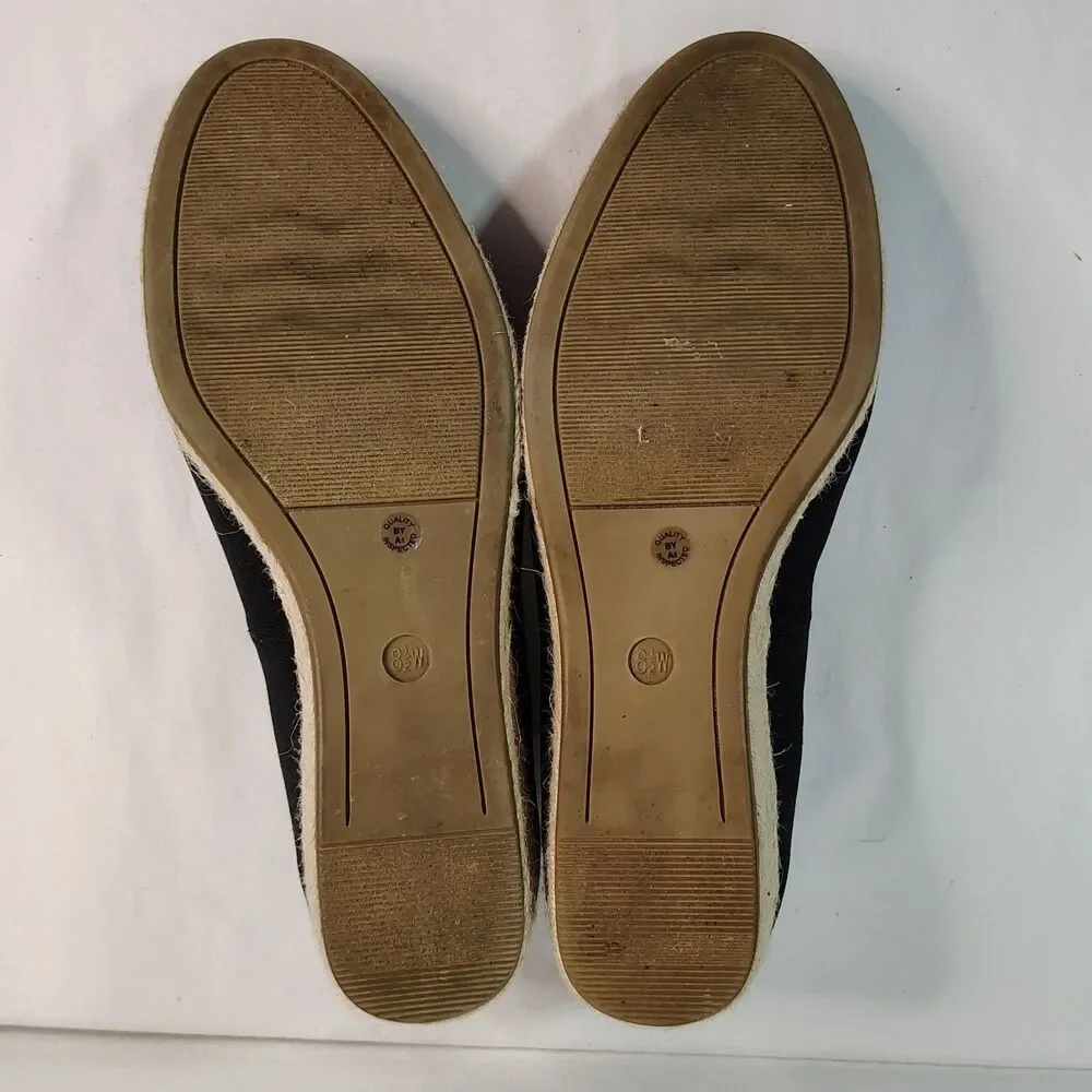 St. John’s Bay Women’s 8.5W Black Espadrille Wedge Flats Memory Foam Comfort